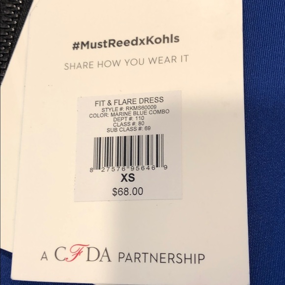 NWT REED XS Blue and Black Scuba Fit & Flare Dress - Picture 7 of 16